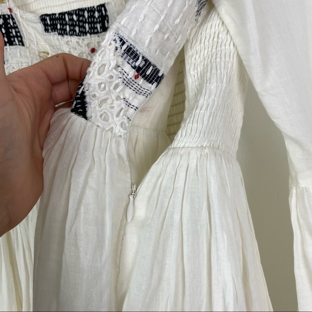White Embroidered Square-Neck Mini Dress - Picture 8 of 9
